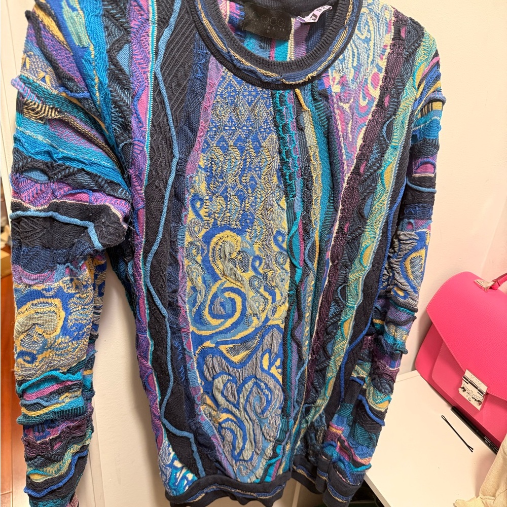 COOGI Vibrant Blue and Purple Crewneck Sweater